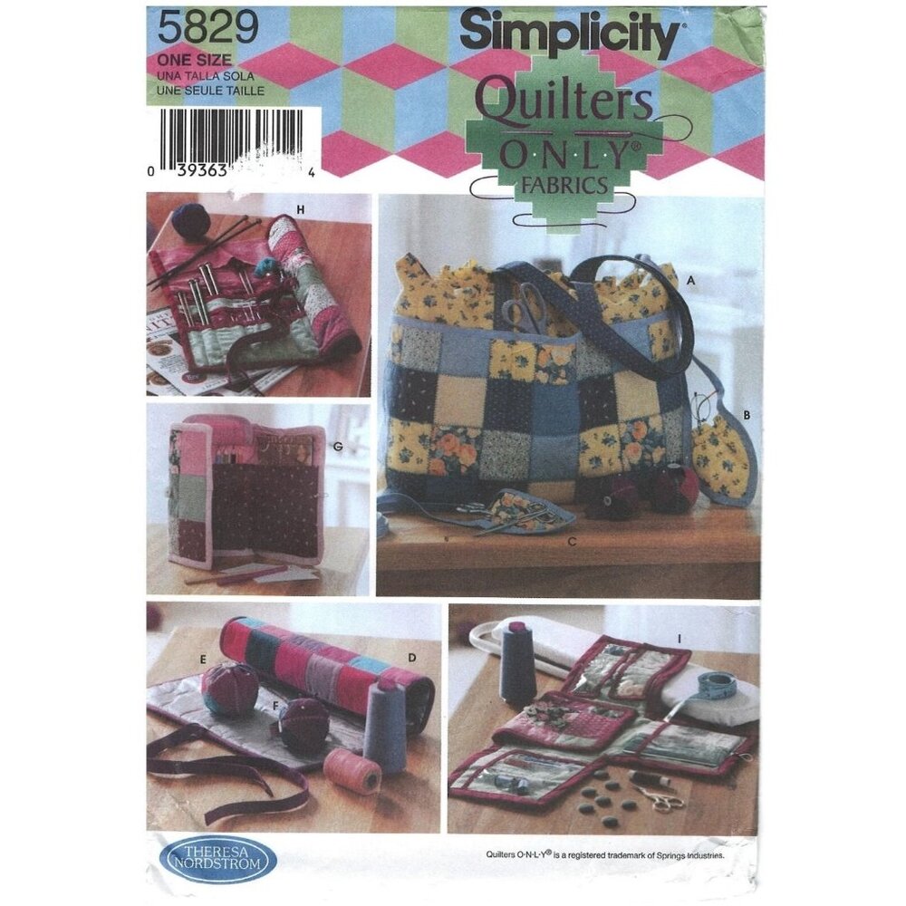 Simplicity Sewing Pattern 5829 Quilters Sewing Accessories‎ Bags Storage